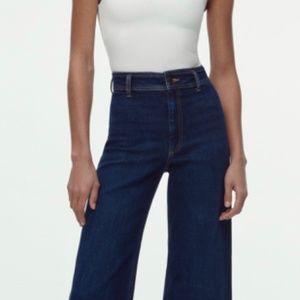 ZARA Straight Leg Denim Jeans Women's size US 2 High Rise Dark Blue- NEW